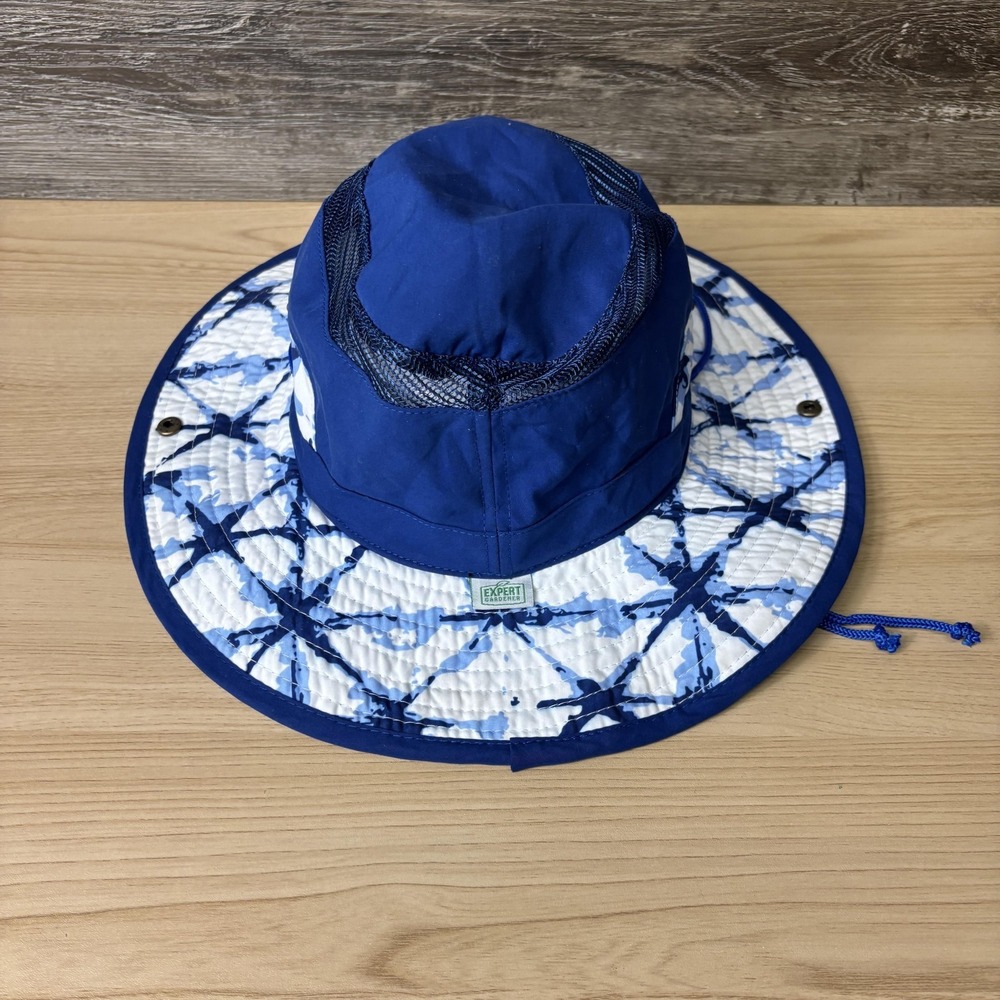 Expert Gardener Hat Boonie Strap Back Mens One Size Blue Wide Brim Mesh‎ Sun